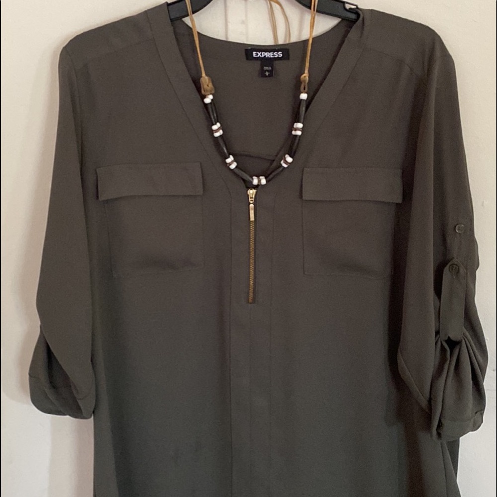 Hunter green dress top (Necklace NOT for sale)